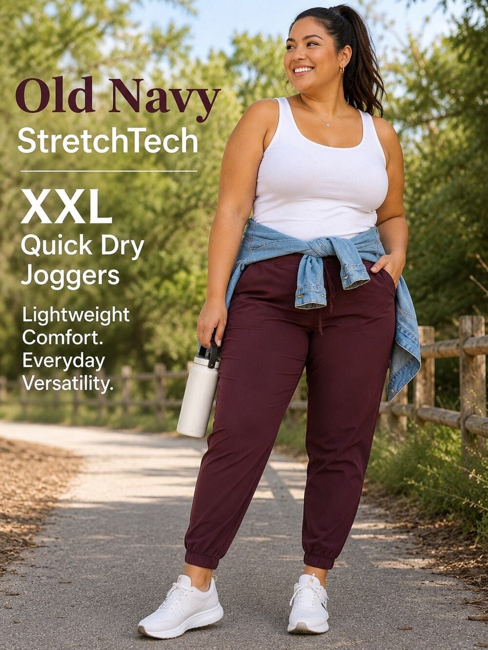 Old Navy StretchTech Quick Dry Joggers XXL Burgundy Travel Athleisure